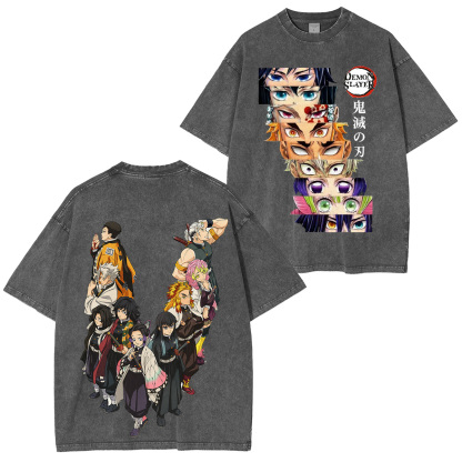 All Pillars. One War.�� Demon Slayer Hashira Retro Washed T-Shirt