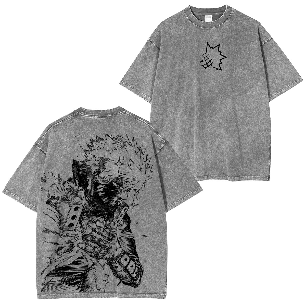 Katsuki Bakugo My Hero Academia Anime Double Retro Washed T-Shirt