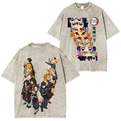 All Pillars. One War.�� Demon Slayer Hashira Retro Washed T-Shirt