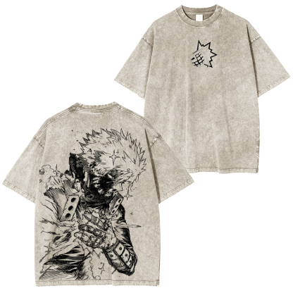 Katsuki Bakugo My Hero Academia Anime Double Retro Washed T-Shirt
