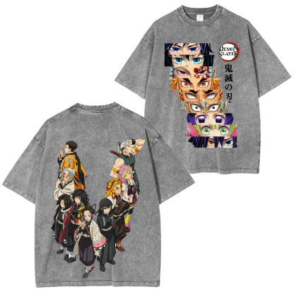 All Pillars. One War.�� Demon Slayer Hashira Retro Washed T-Shirt