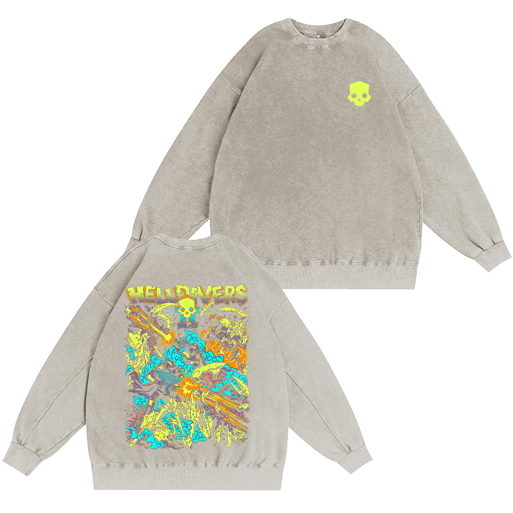 Helldivers 2 Unisex Washed Crewneck Sweatshirt
