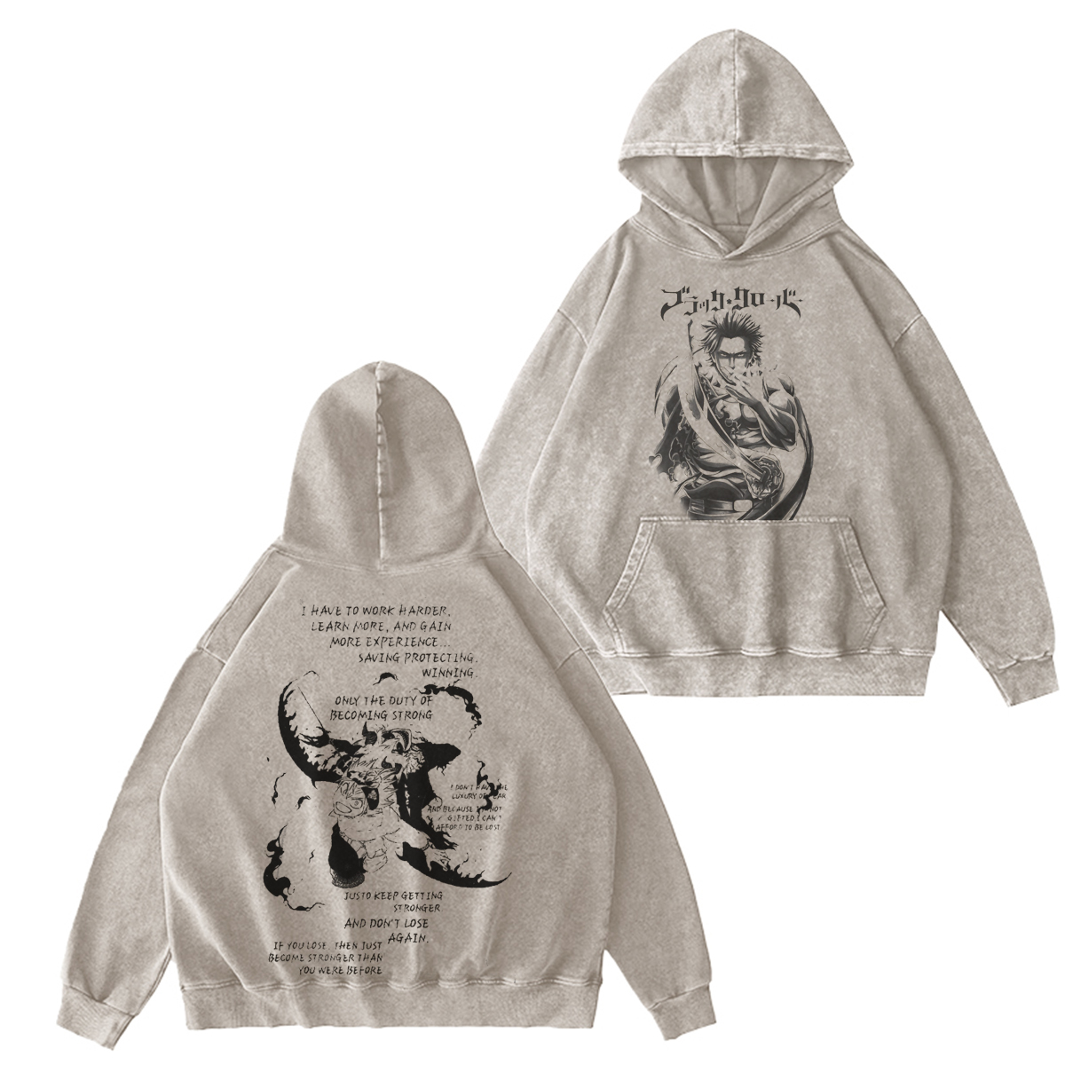 Black Clover Anime Double  Vintage Washed T-shirt/Crewneck/Hoodie