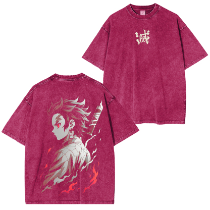 Oversized Tanjiro Demon Slayer Unisex Anime-Inspired Retro T-Shirt