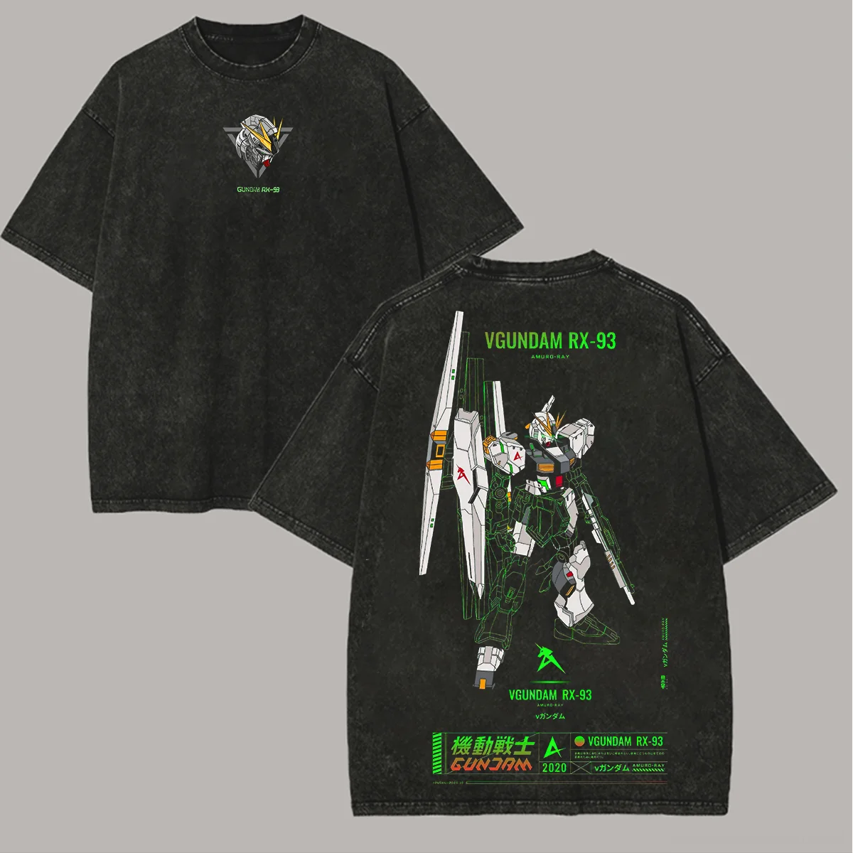 Vgundam RX-93 Printed Unisex Washed T-Shirt