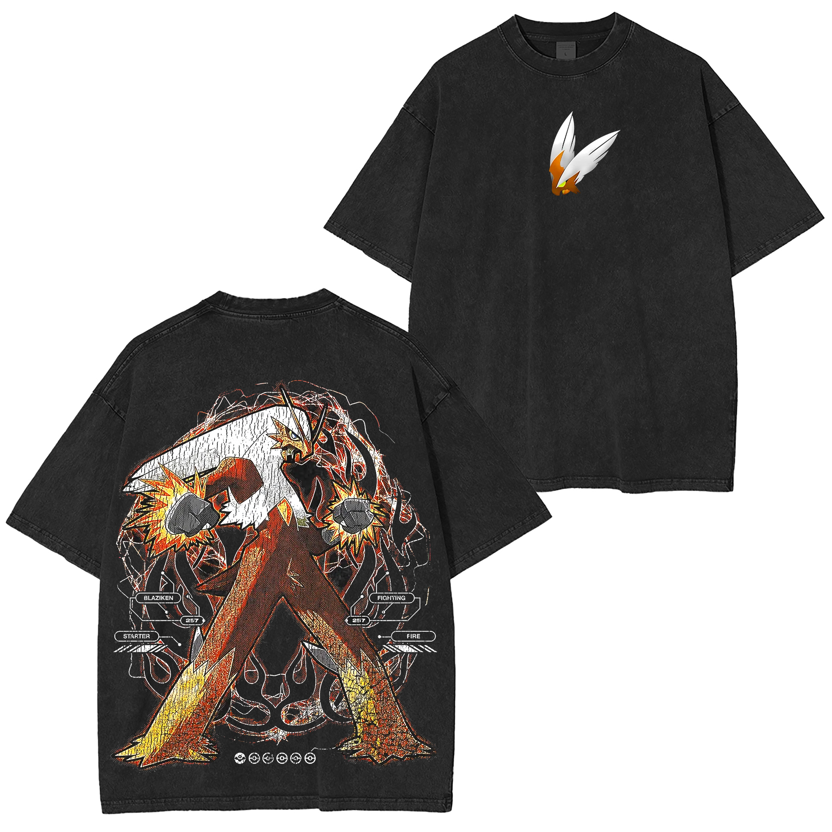 Blaziken Pokemon Unisex Washed T-Shirt