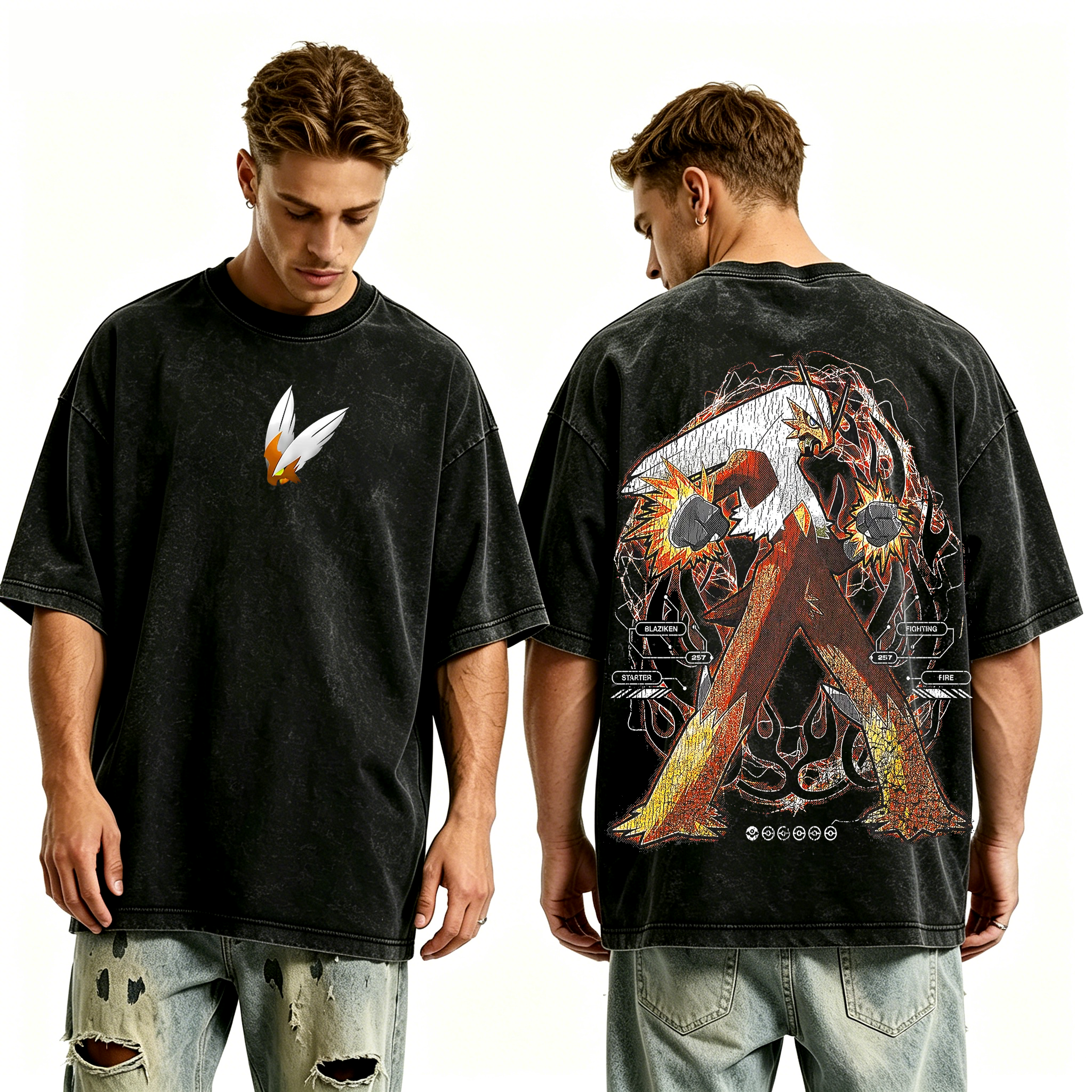Blaziken Pokemon Unisex Washed T-Shirt