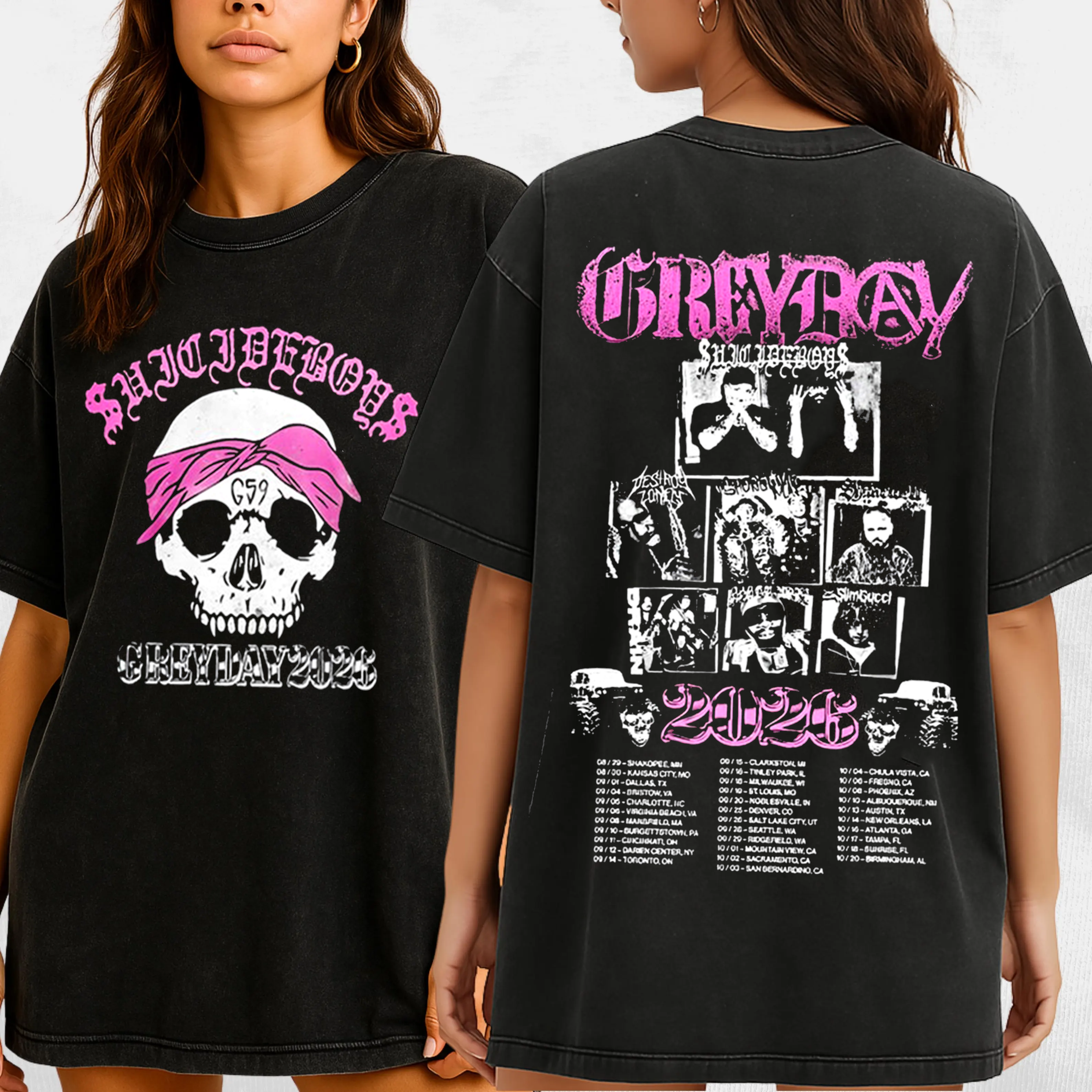 Grey Day 2026 Tour,Suicideboys G59 Unisex Washed T-Shirt