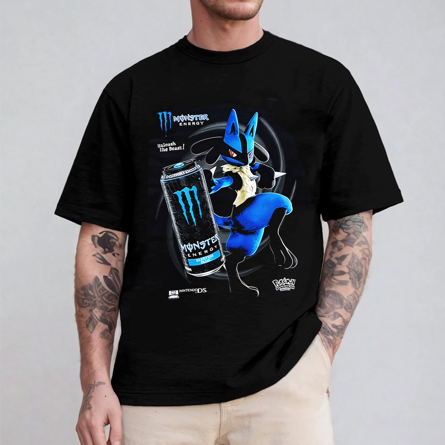 Lucario X Electric Blue Monster Energy Pokémon anime Oversized T-shirt/Crewneck/Hoodie