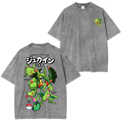 Treecko Family Pokémon Unisex Washed T-Shirt
