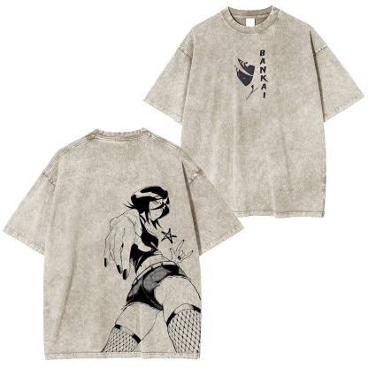 Bleach Anime Double Printed Vintage Washed Tee