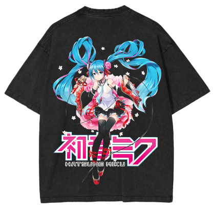 Chainsaw Miku Oversized Vintage Washed T-Shirts