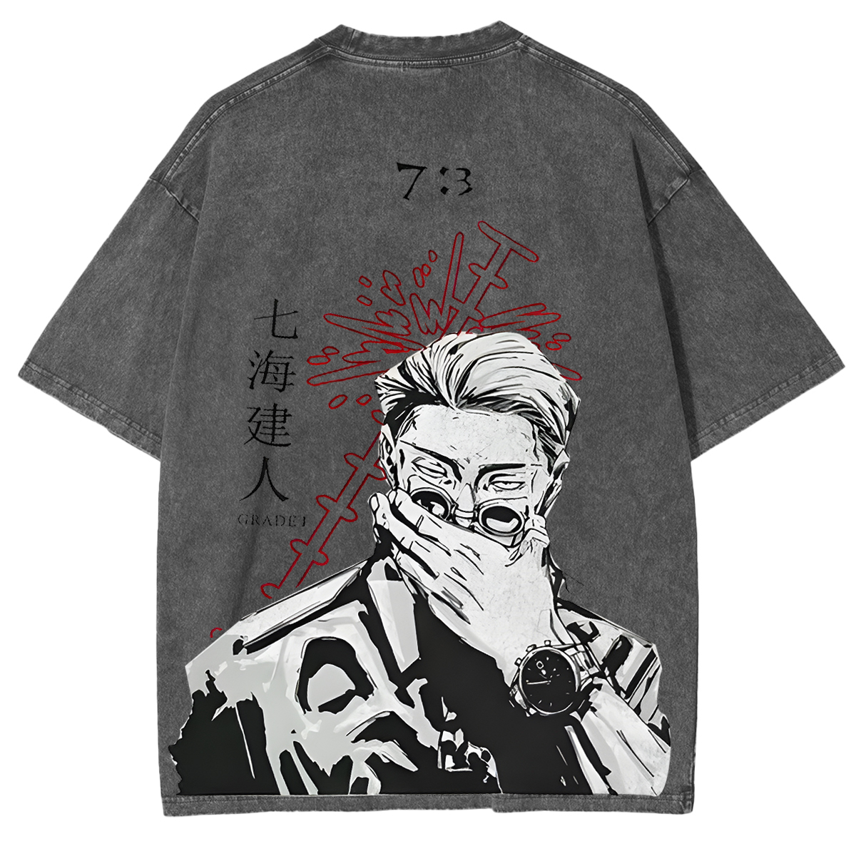 Nanami Jujutsu Kaisen Oversized Vintage Washed T-Shirts