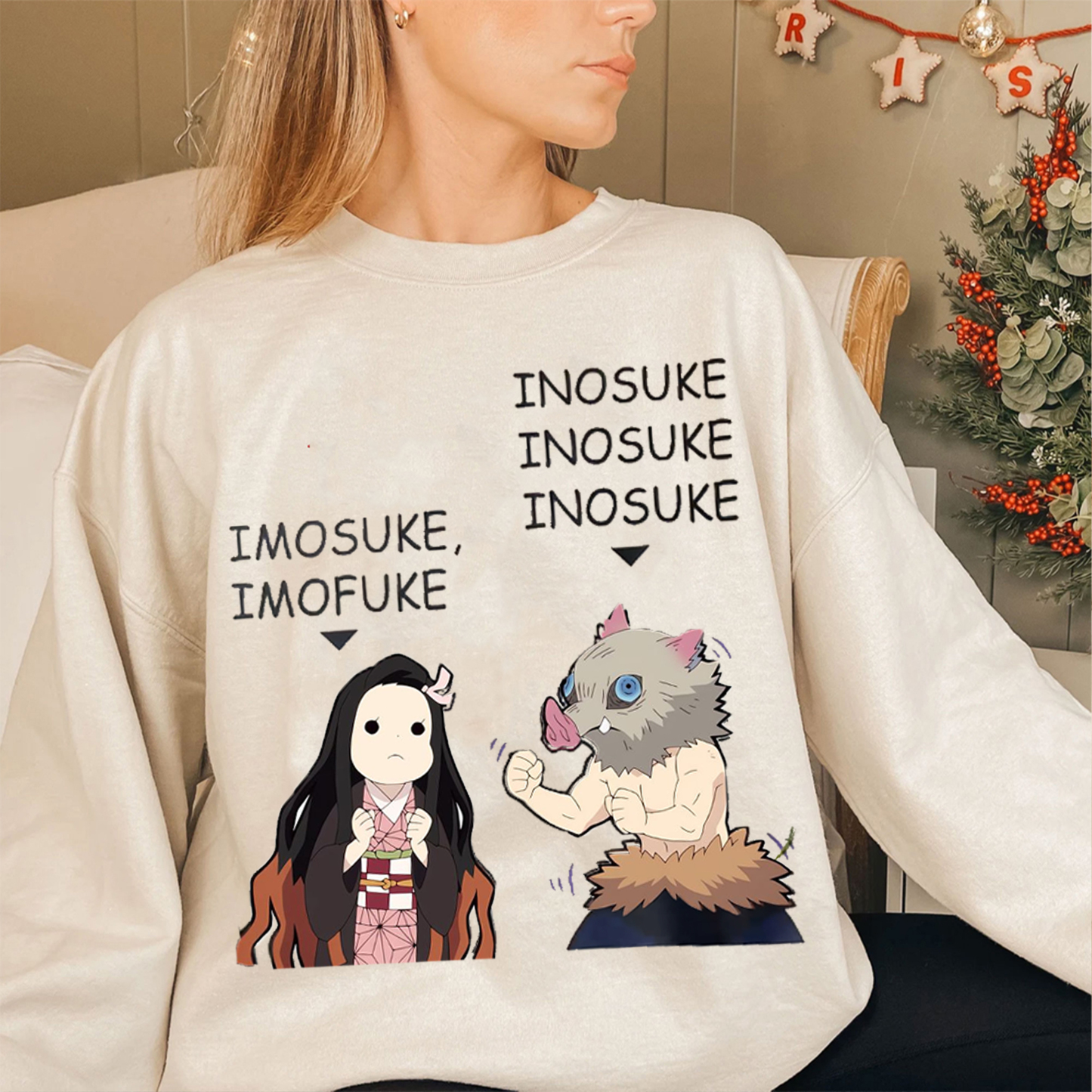 Komado Nezuko x Hashibira Inosuke Unisex Crewneck Sweatshirt