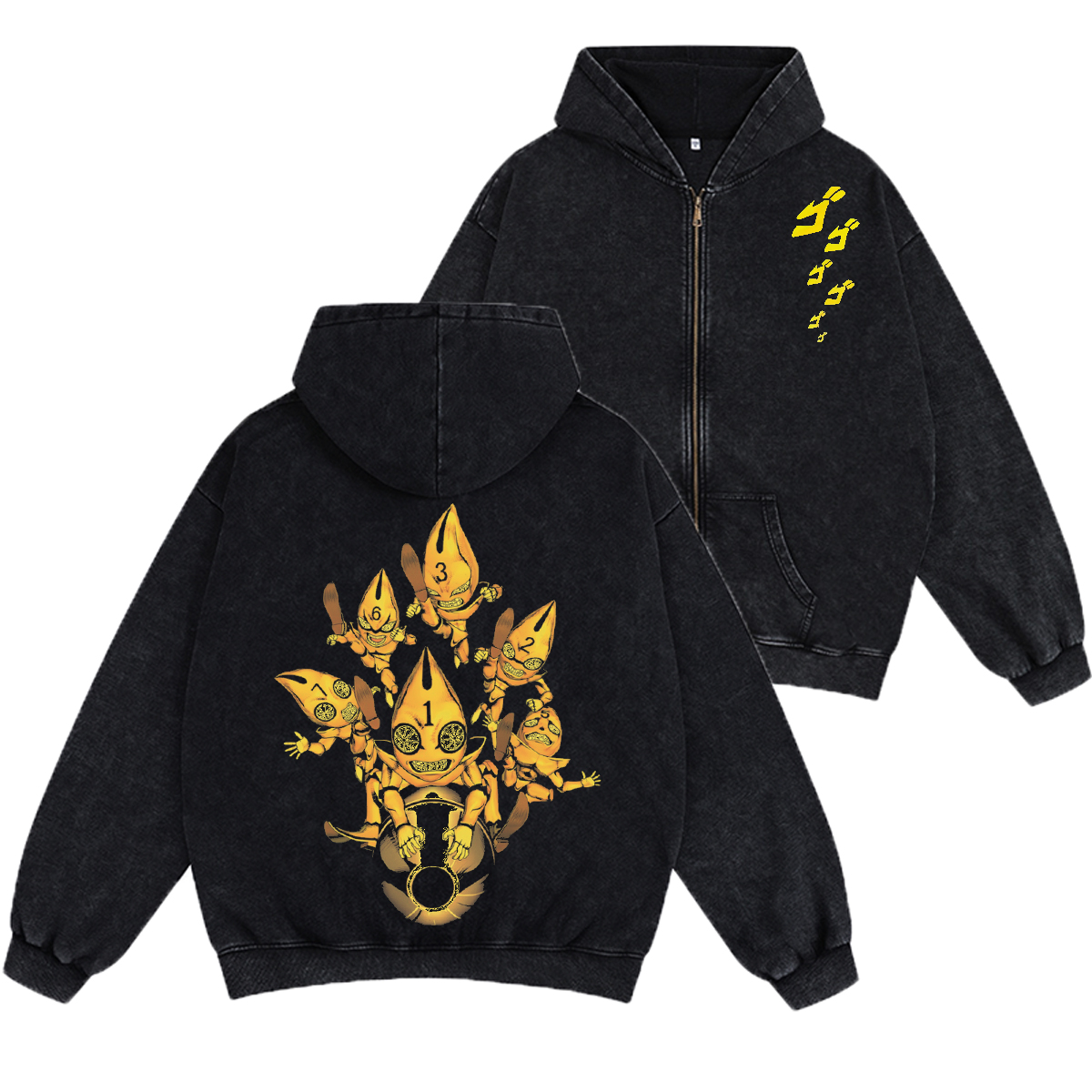JoJos Bizarre Adventure Unisex Washed Zip Up Hoodie
