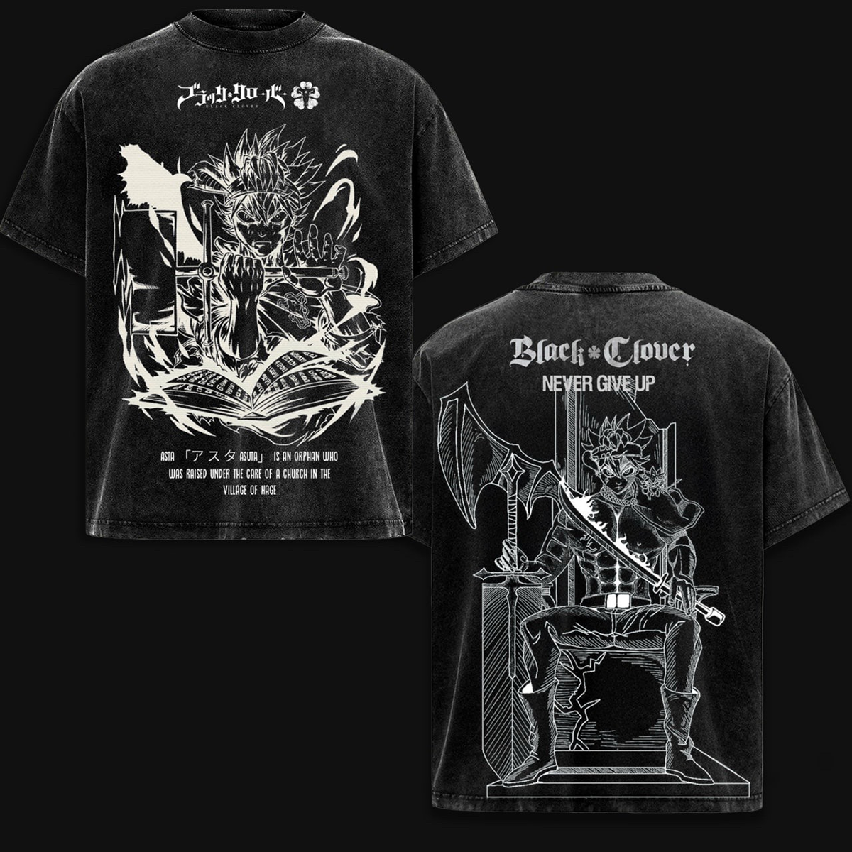 Asta x Black Bulls Black Clover Anime Washed T-shirt/Crewneck/Hoodie