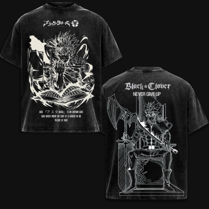 Asta x Black Bulls Black Clover Anime Washed T-shirt/Crewneck/Hoodie