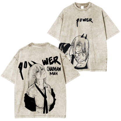 Chainsaw Man Power The Blood Fiend Washed T-shirt/Crewneck/Hoodie