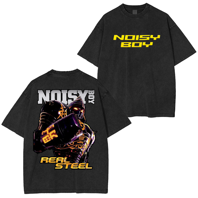 Noisy Boy in Real Steel Movie Black T-Shirt