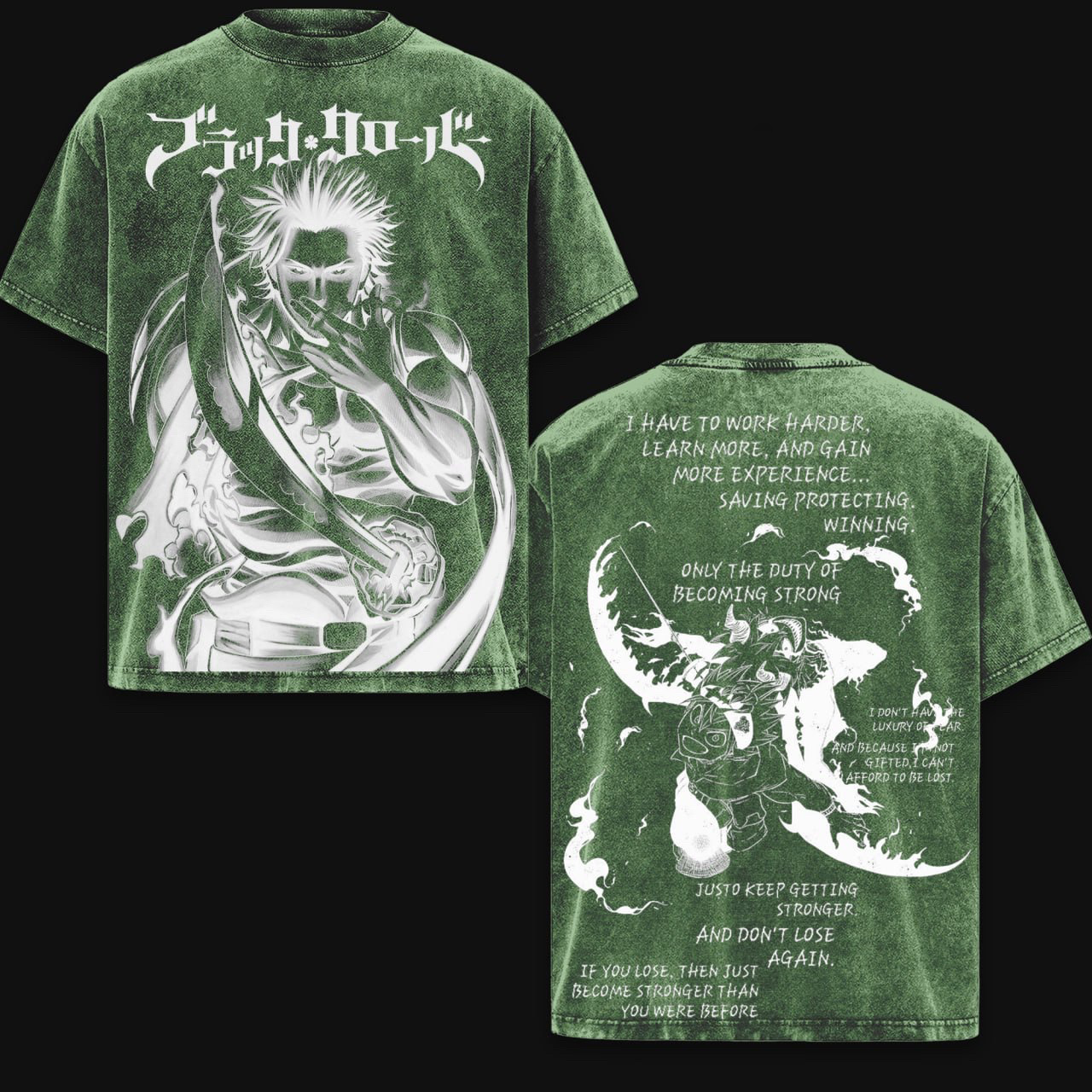 Black Clover Anime Double  Vintage Washed T-shirt/Crewneck/Hoodie