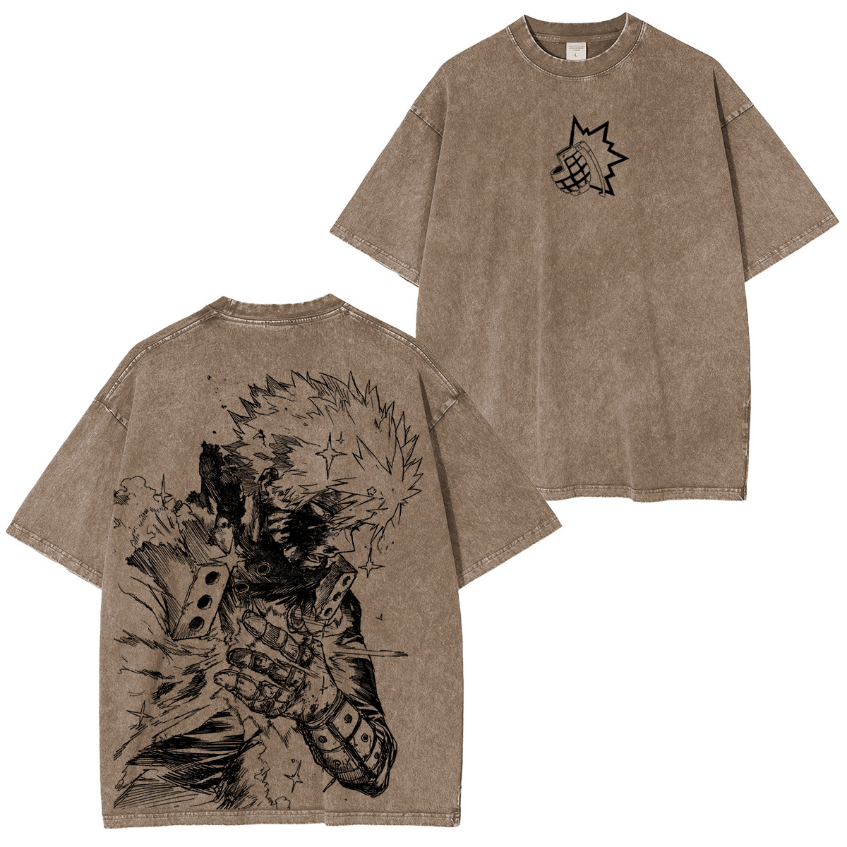 Katsuki Bakugo My Hero Academia Anime Double Retro Washed T-Shirt