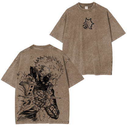 Katsuki Bakugo My Hero Academia Anime Double Retro Washed T-Shirt