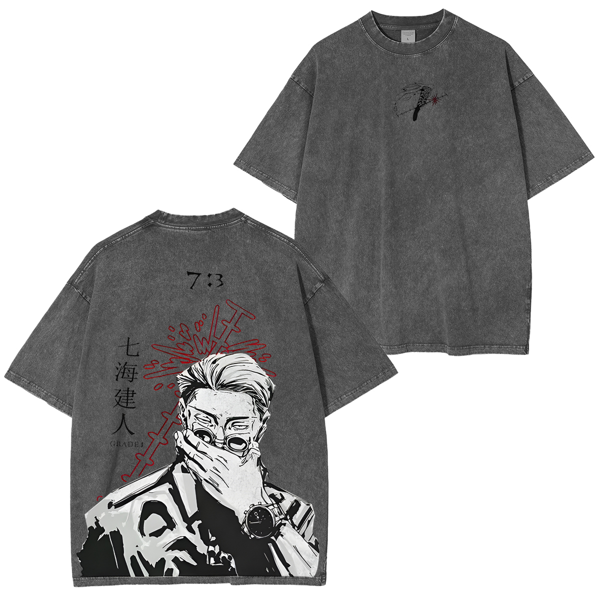 Nanami Jujutsu Kaisen Oversized Vintage Washed T-Shirts