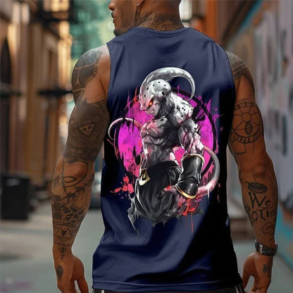 Casual Anime Print Gym Tank Top