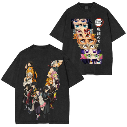 All Pillars. One War.�� Demon Slayer Hashira Retro Washed T-Shirt
