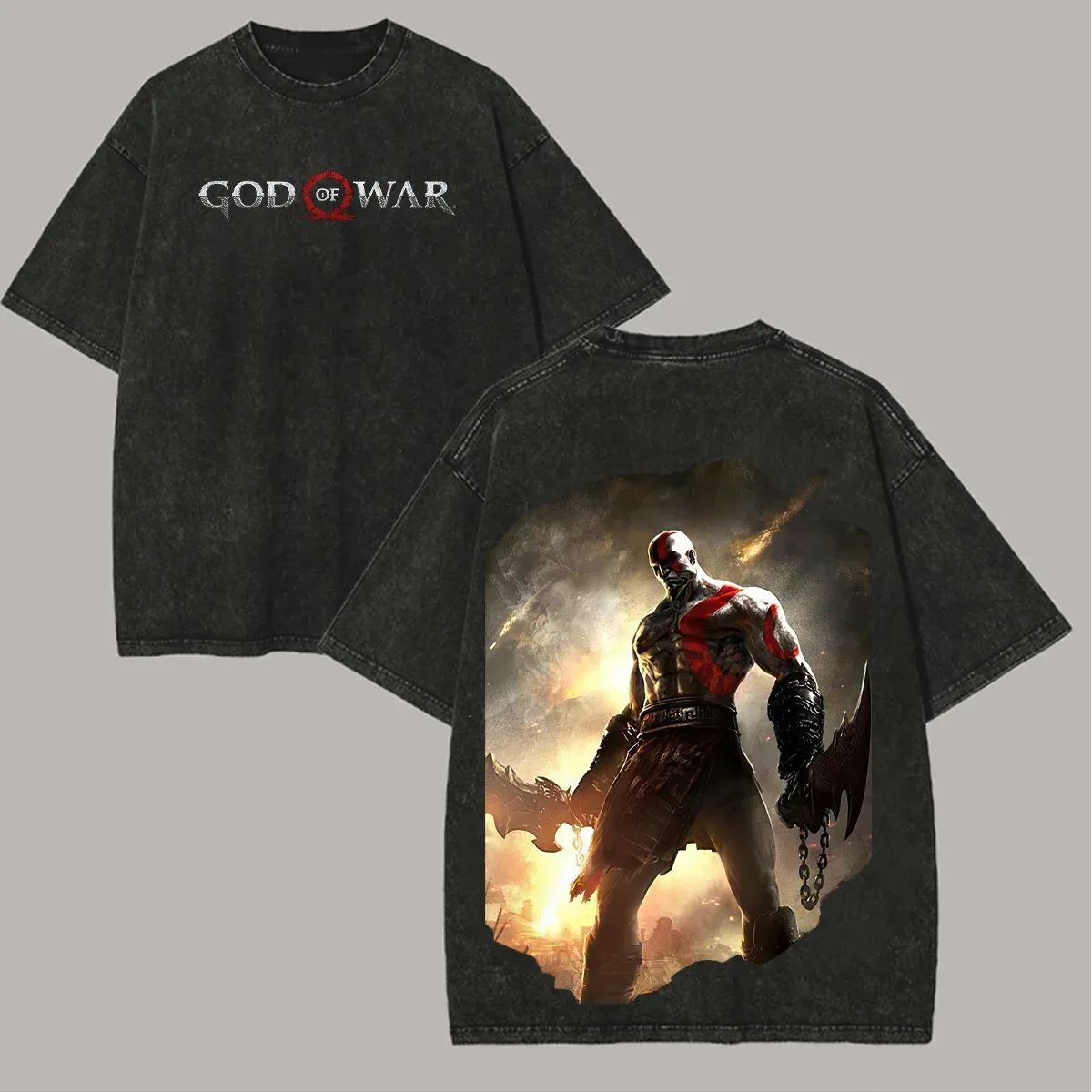 God of War Printed Unisex Washed T-Shirt