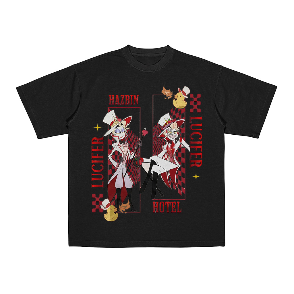Lucifer Hazbin Hotel Oversized Washed/Cotton T-shirt/Crewneck/Hoodie