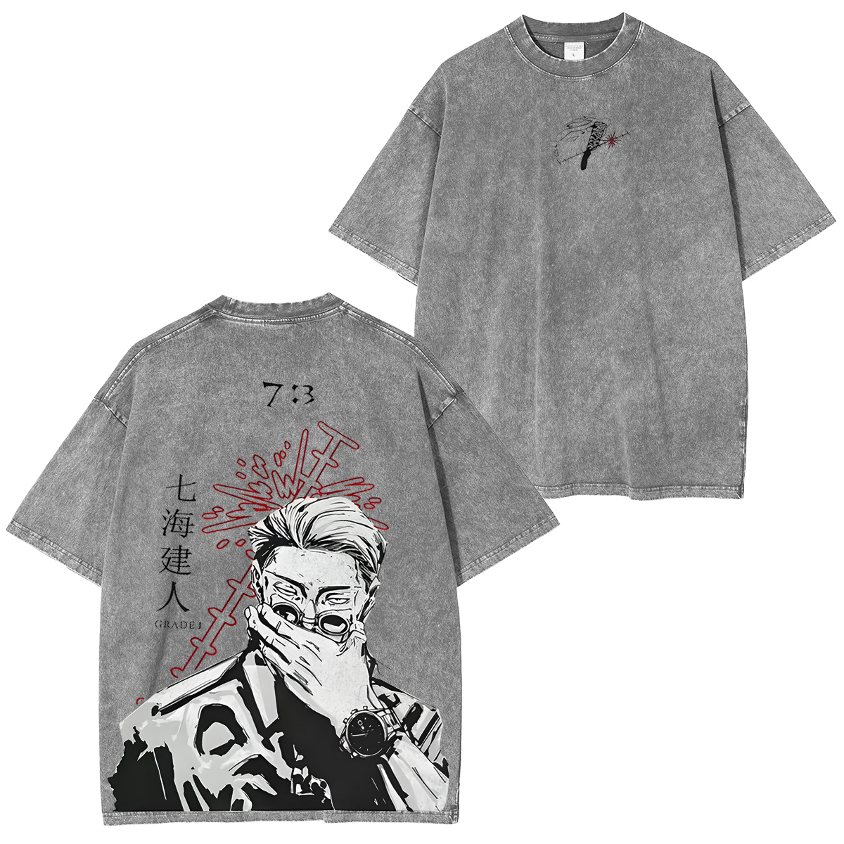 Nanami Jujutsu Kaisen Oversized Vintage Washed T-Shirts