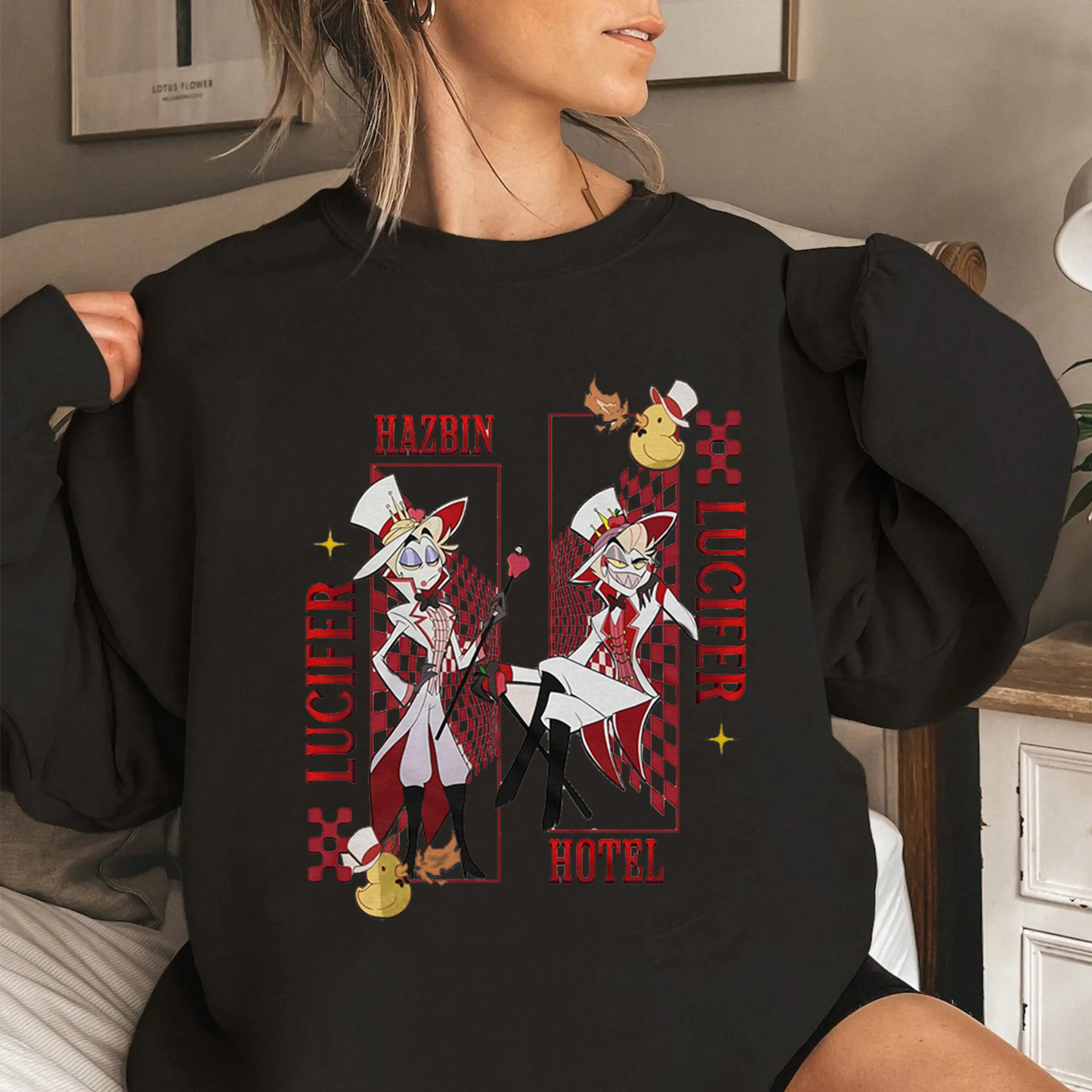 Lucifer Hazbin Hotel Oversized Washed/Cotton T-shirt/Crewneck/Hoodie