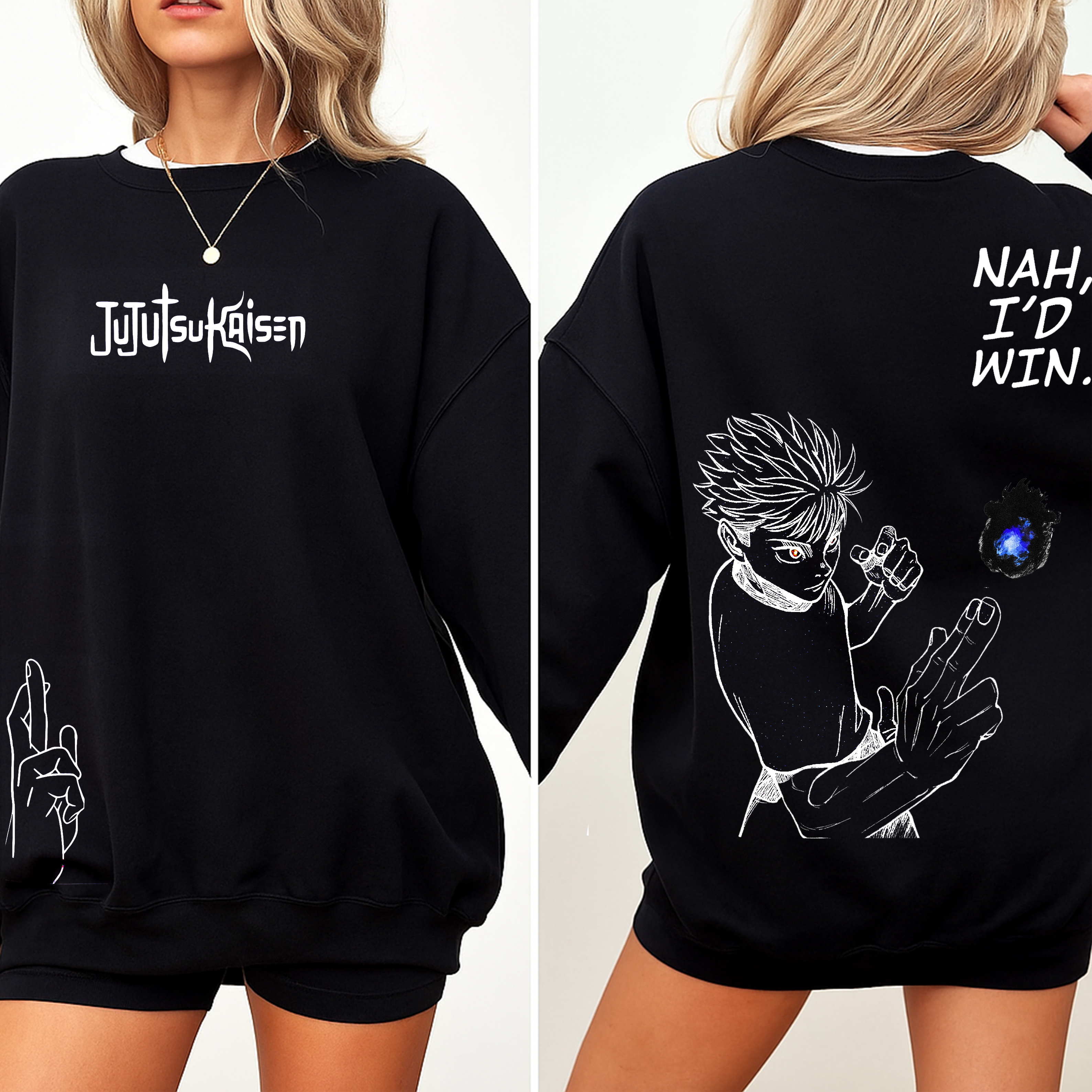 Satoru Gojo Jujutsu Kaisen Anime Double  Vintage Washed T-shirt/Crewneck/Hoodie