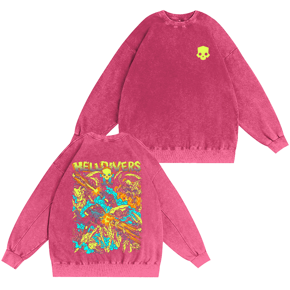 Helldivers 2 Unisex Washed Crewneck Sweatshirt
