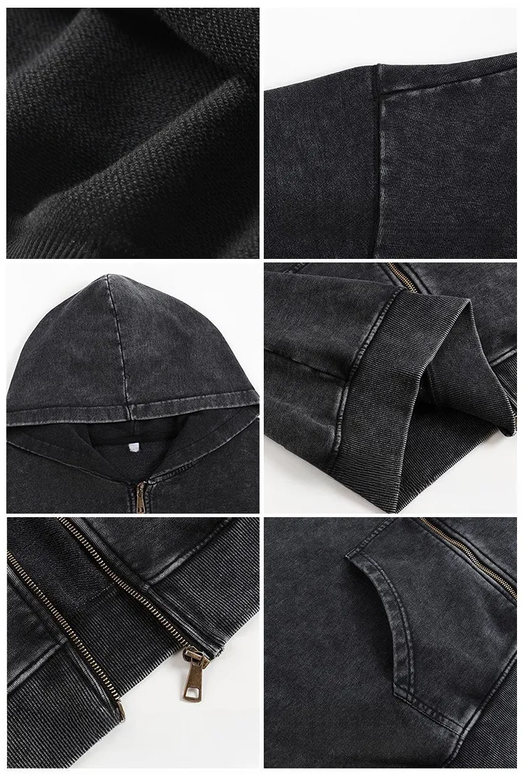 Akaza,Demon Slayer Unisex Washed Zip Up Hoodie