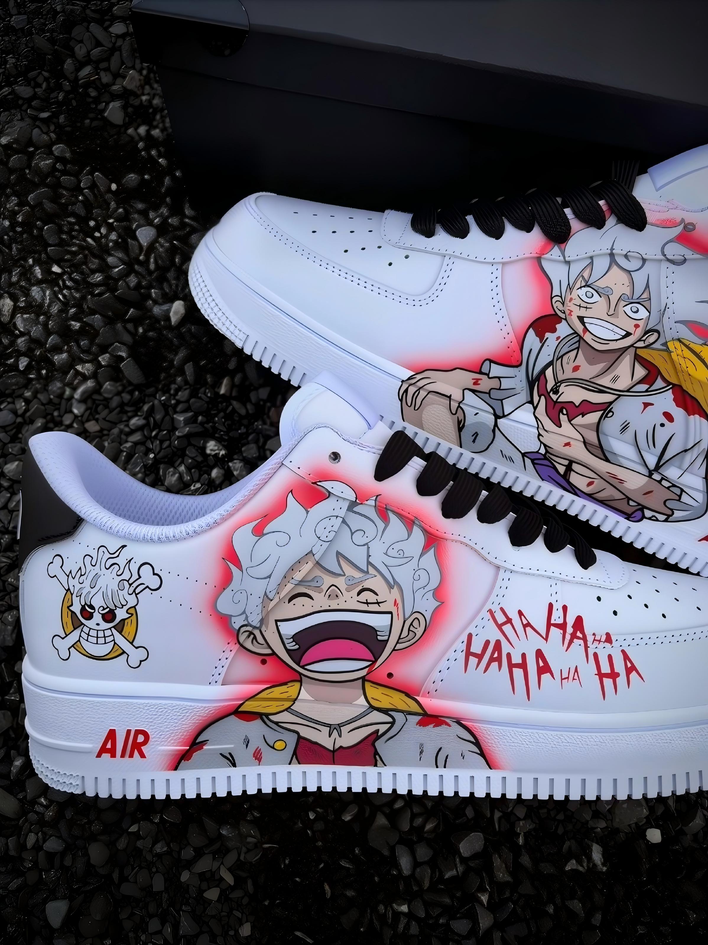 One piece luffy Gear 5 Custom Titans Style Shoes Hand Painted AIR FORCE 1  Shoes