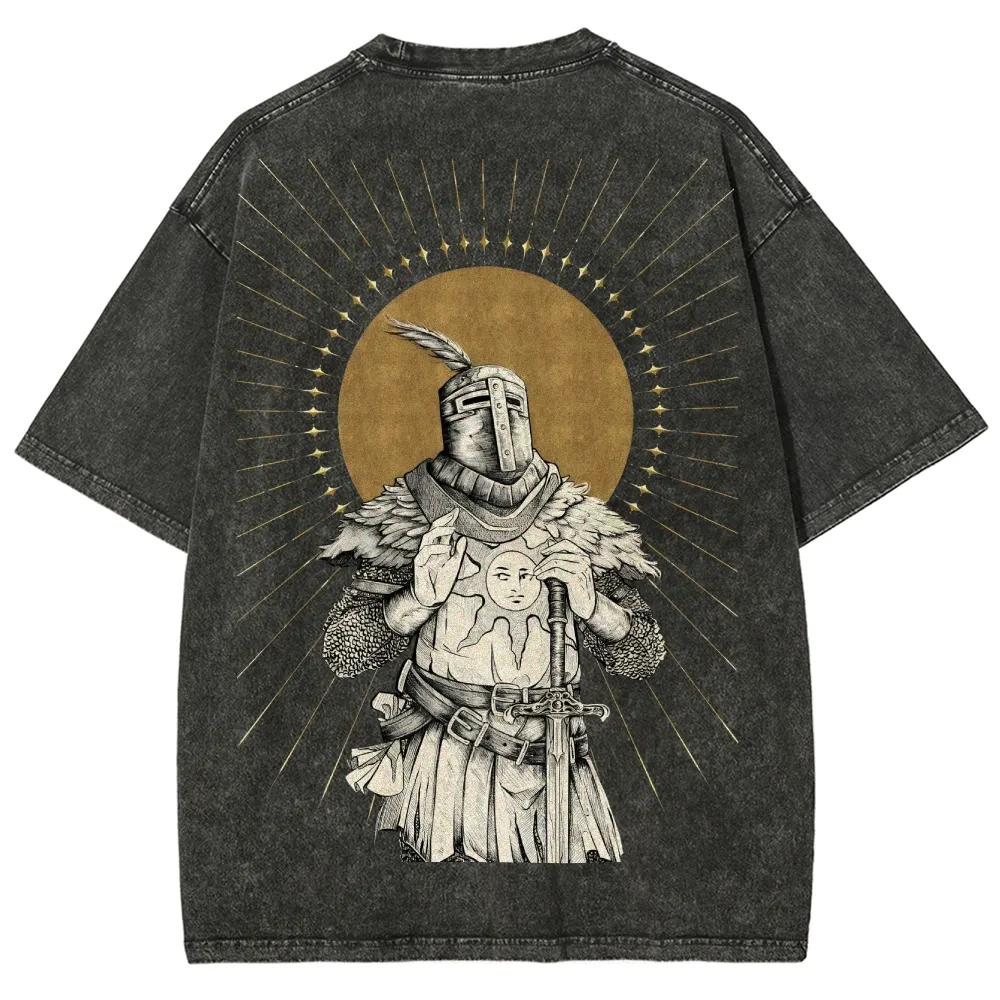 Dark Soul Sun Knight Unisex Fit Washed T-Shirt 2506014701
