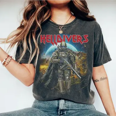 Helldivers 2 Skull Vintage Unisex Washed T-Shirt