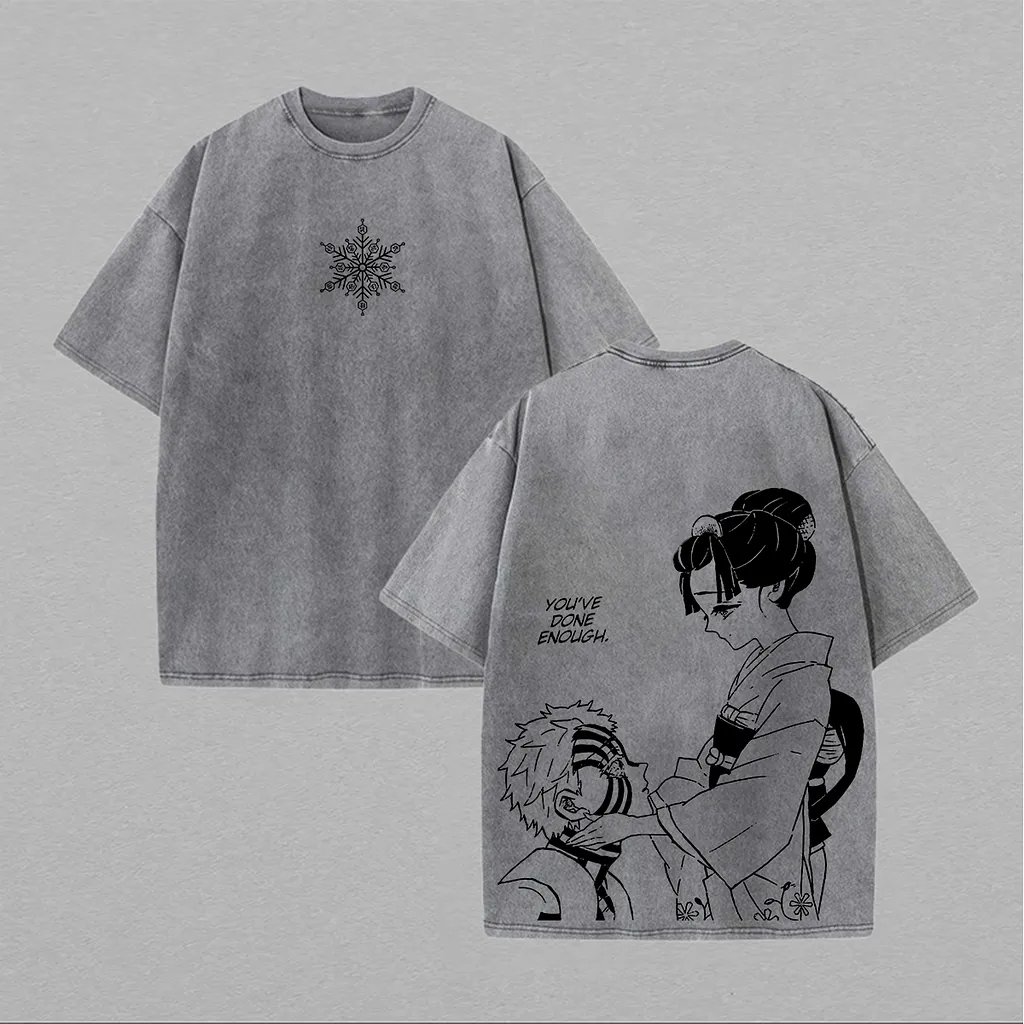 Akaza And Koyuki Printed Unisex Washed T-Shirt