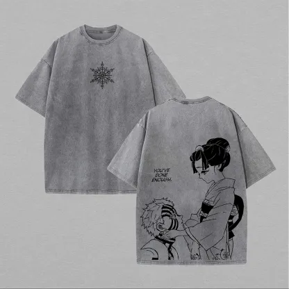 Akaza And Koyuki Printed Unisex Washed T-Shirt