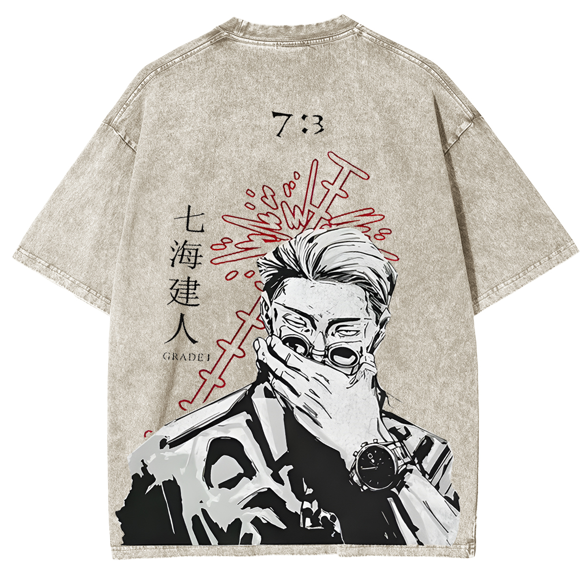 Nanami Jujutsu Kaisen Oversized Vintage Washed T-Shirts