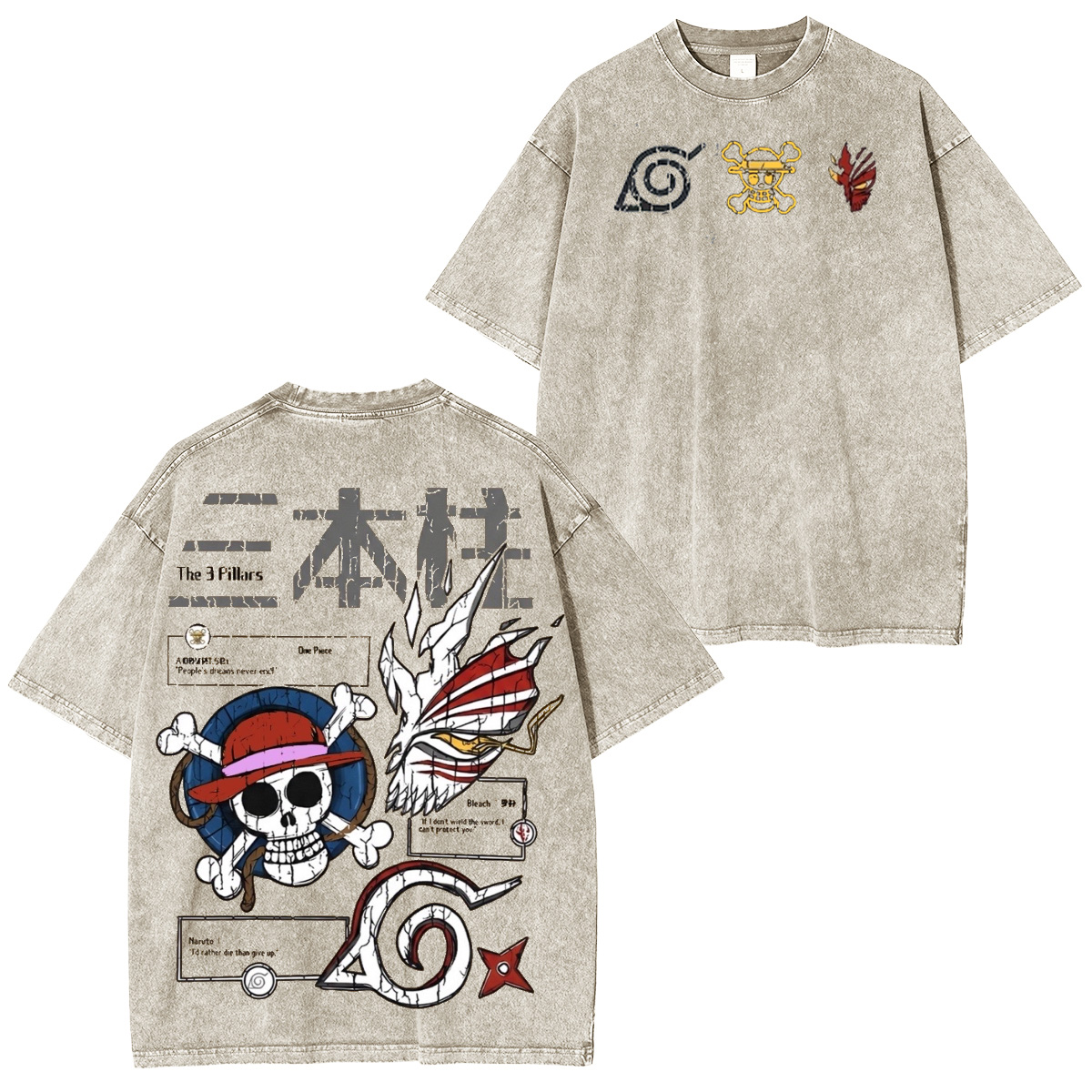 One Piece x Bleach x Naruto Oversized T-shirt/Crewneck/Hoodie
