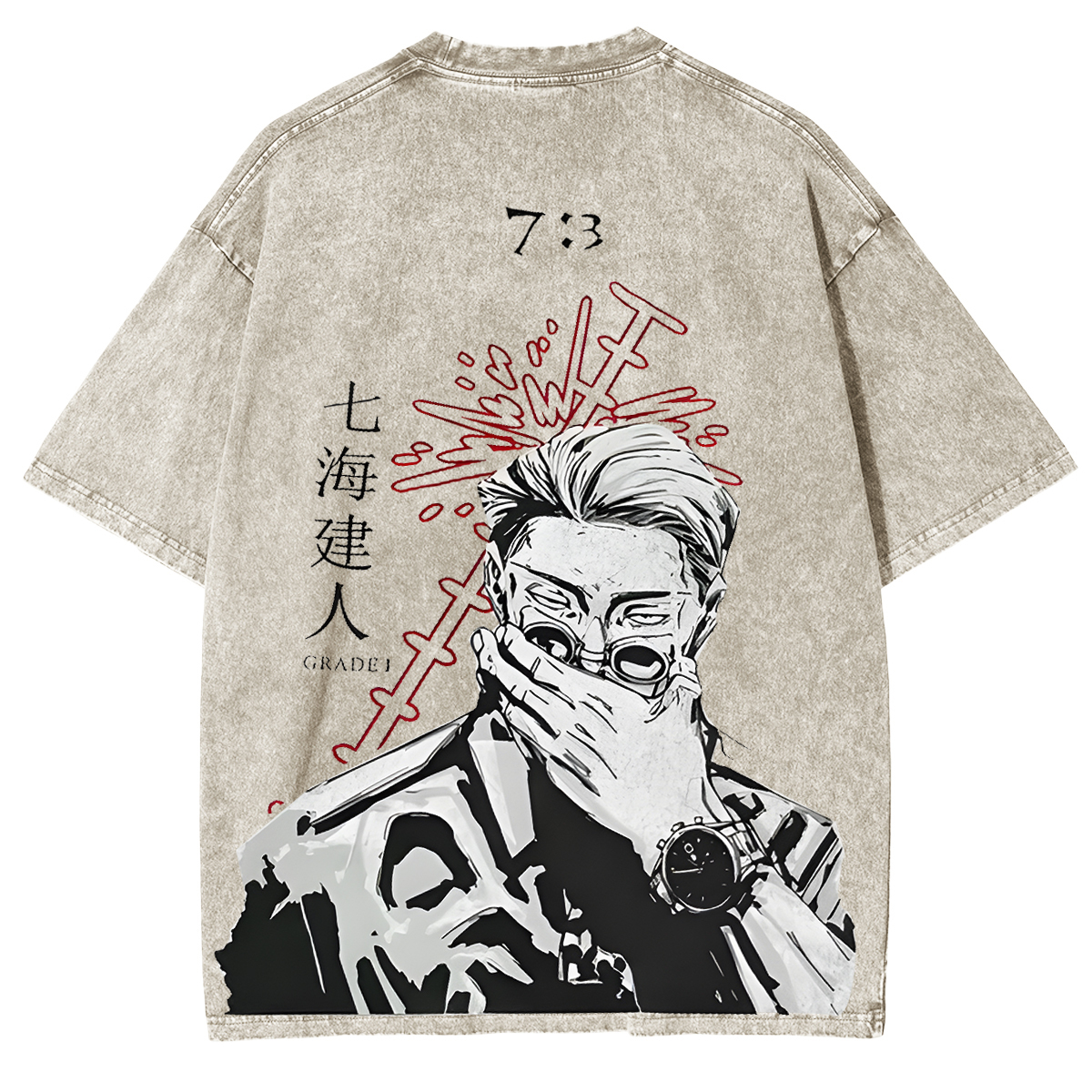 Nanami Jujutsu Kaisen Oversized Vintage Washed T-Shirts