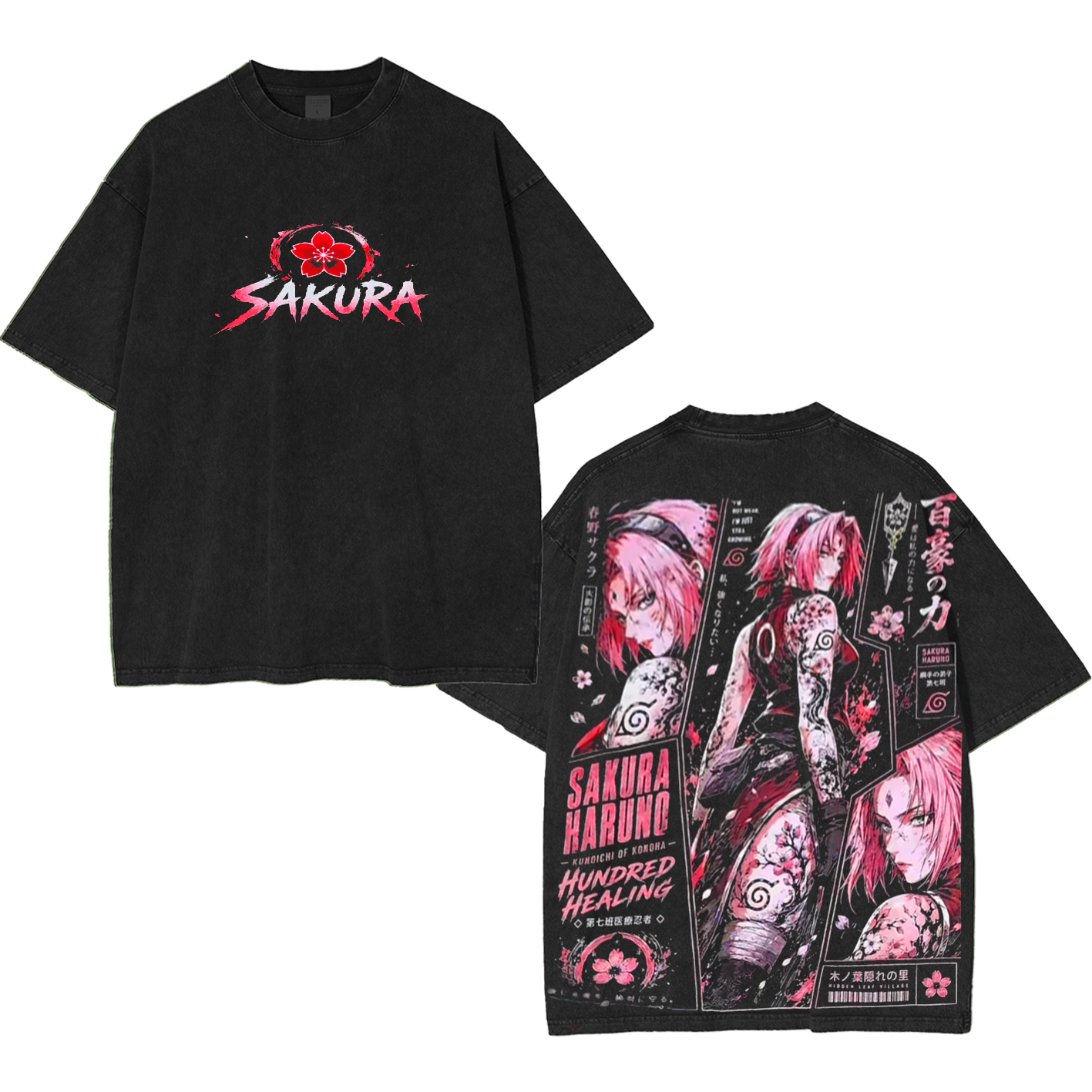 Naruto Sakuraharuno Anime Unisex Washed T-shirt/Crewneck/Hoodie