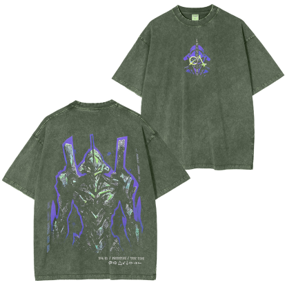 Neon Genesis Evangelion Printed Unisex Washed T-Shirt