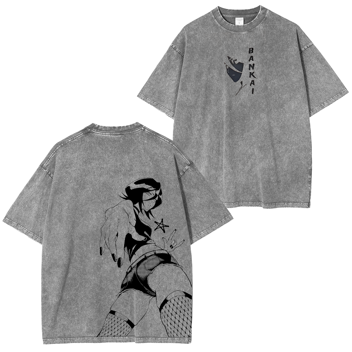Bleach Anime Double Printed Vintage Washed Tee