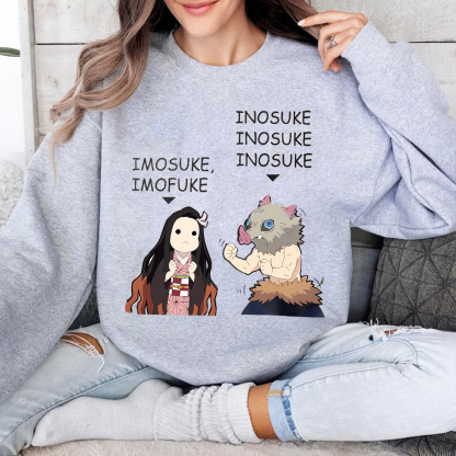 Komado Nezuko �� Hashibira Inosuke Unisex Crewneck Sweatshirt