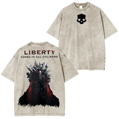 LIBERTY COMES IN ALL CALIBERS Unisex Washed T-Shirt