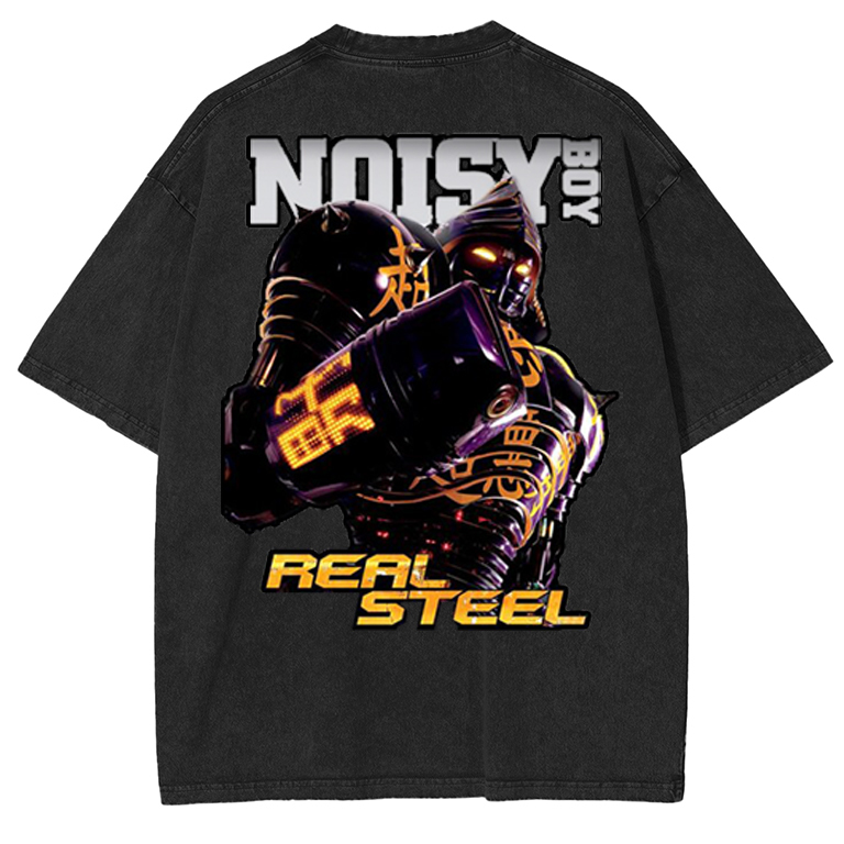 Noisy Boy in Real Steel Movie Black T-Shirt